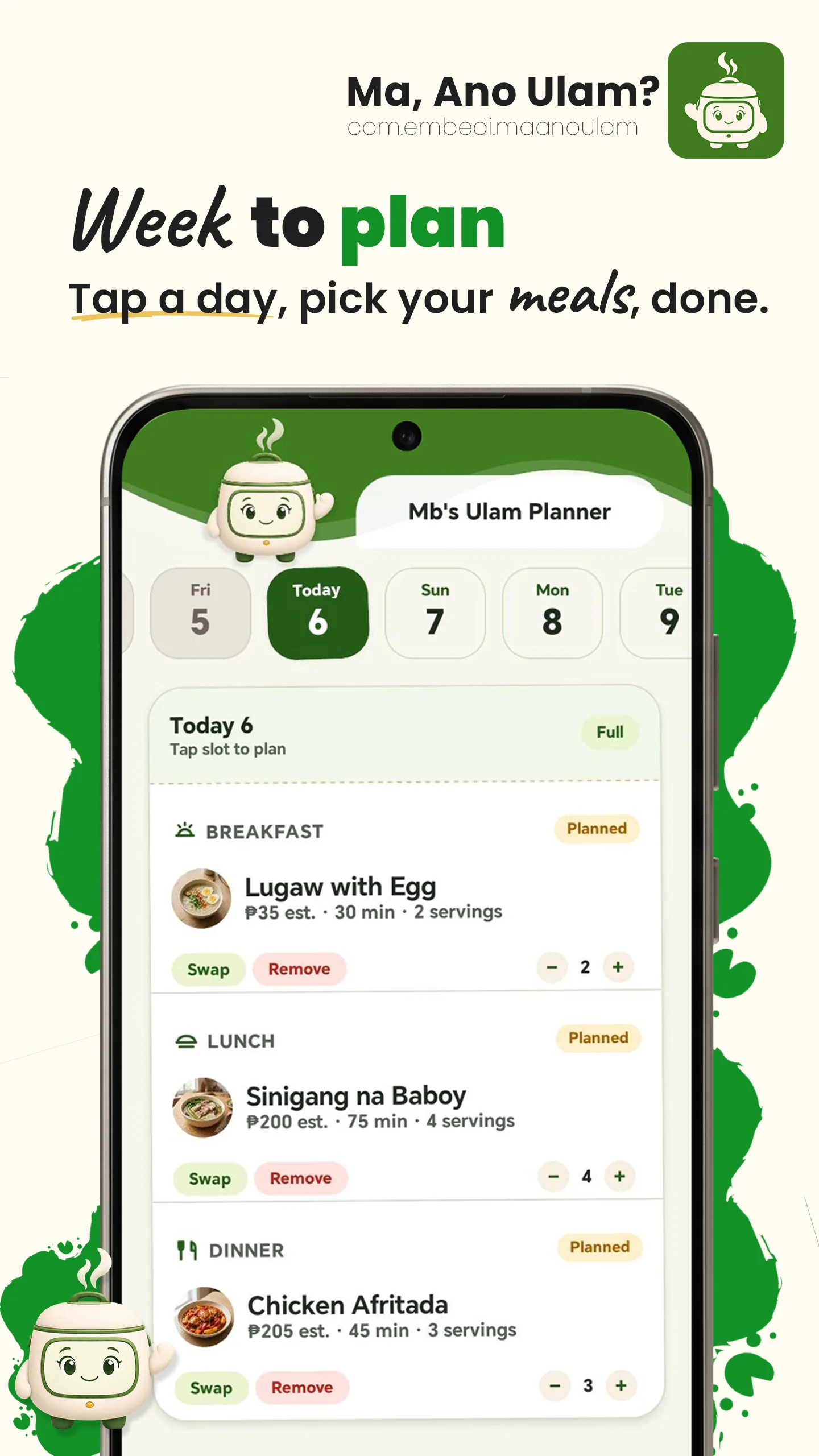MAU meal calendar planner
